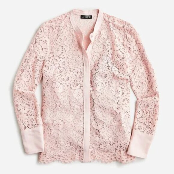J. Crew Tops - J.Crew Button-Up Lace Top in Mauve Blush (Size 18)